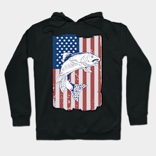 American Flag USA Fishing Angel Sport Fishing Hoodie